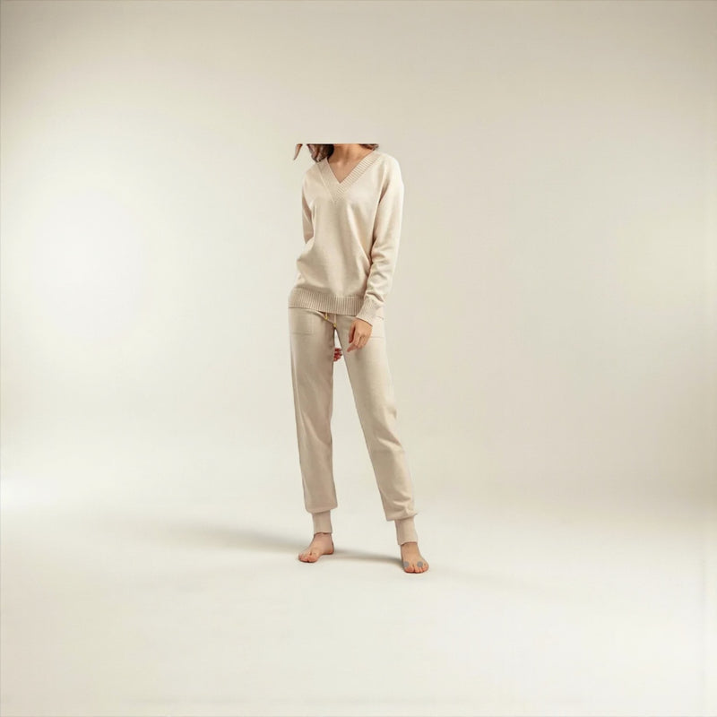 Chic Women's Luxury Lounge Set - Cosy Autumn Winter 2 Piece Top & Trousers