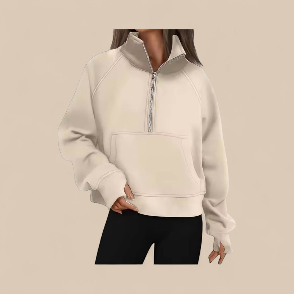 Trendy women's oversized half zip sweatshirt