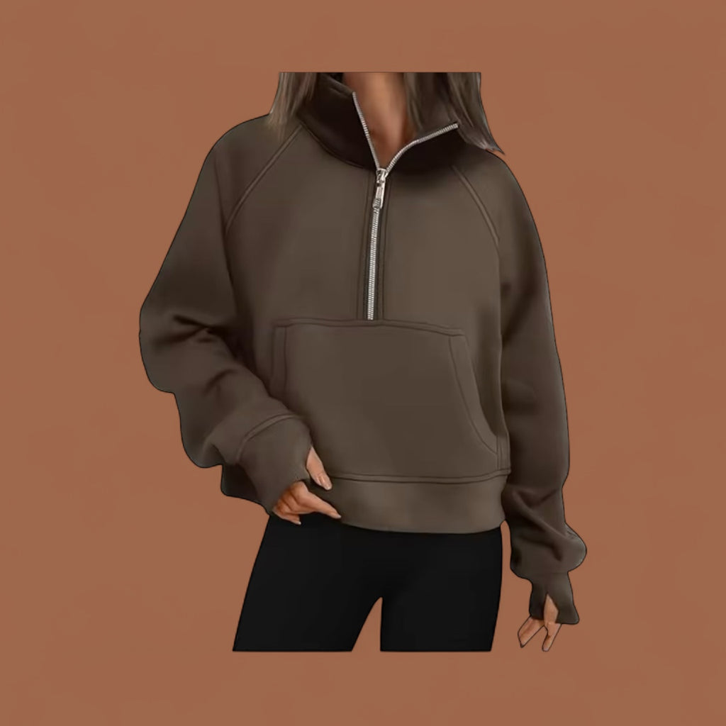 Trendy women's oversized half zip sweatshirt