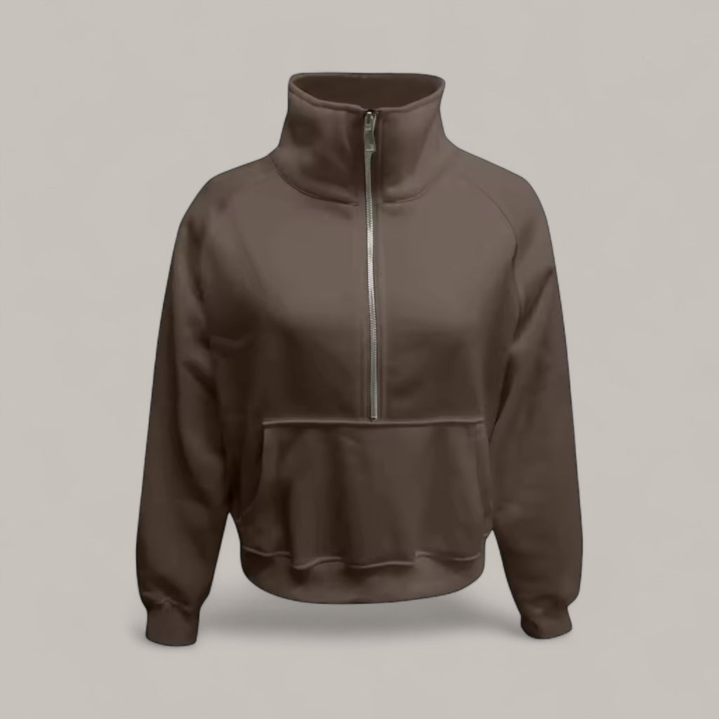 Trendy women's oversized half zip sweatshirt