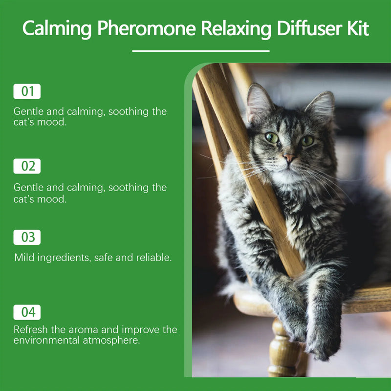 Cat Calming Diffuser Cat Pheromone Plug-In Relaxants Prevent Howling Pet Dogs Anti-Anxiety Reduces Anxiety Cat Calming Liquid