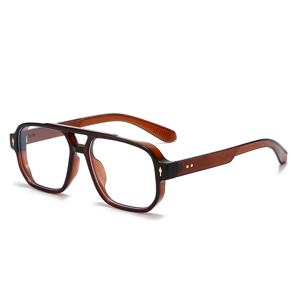 Women's Double Bridge Retro Square Glasses Fashion Eyewear
