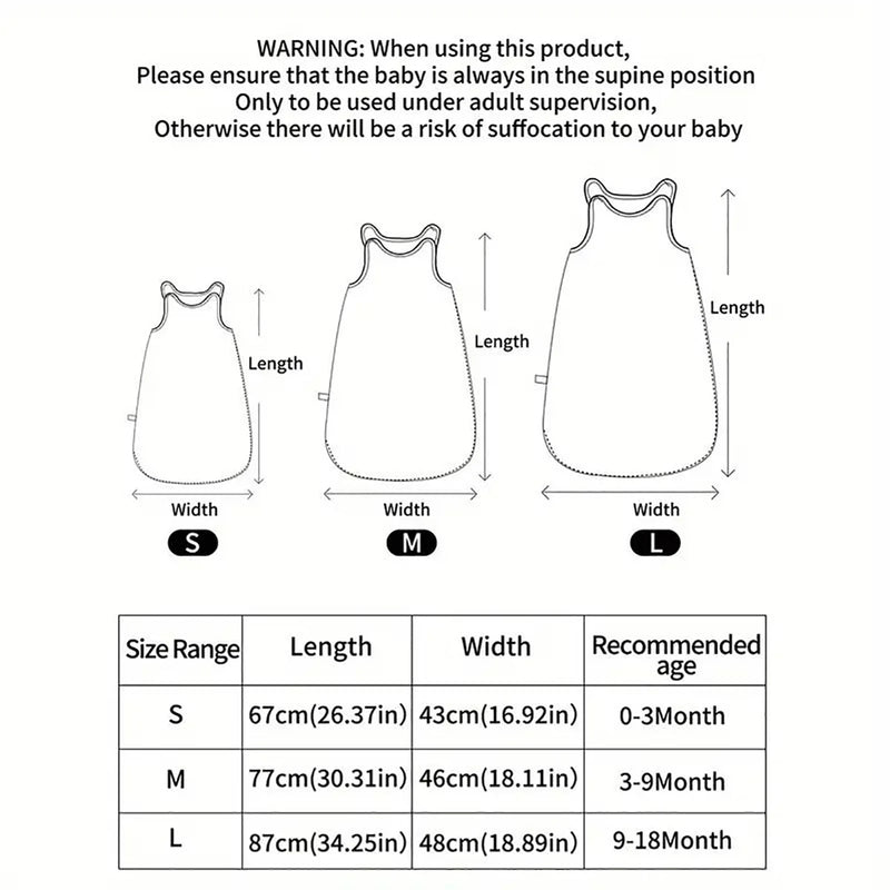 Newborn Baby Sleeping Bag Bamboo Cotton Warm Wearable Winter Print Vest Sleeveless Sleeping Sack