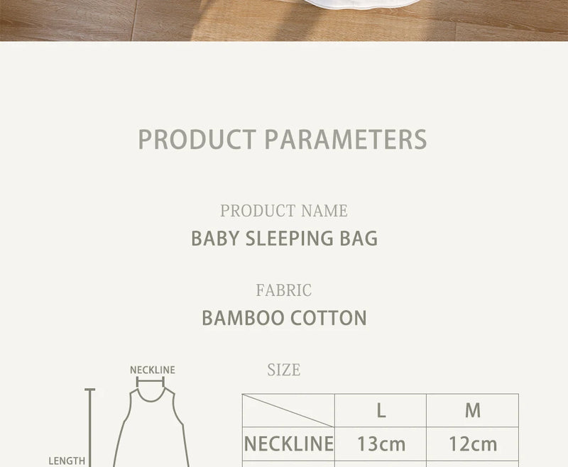 Newborn Baby Sleeping Bag Bamboo Cotton Warm Wearable Winter Print Vest Sleeveless Sleeping Sack