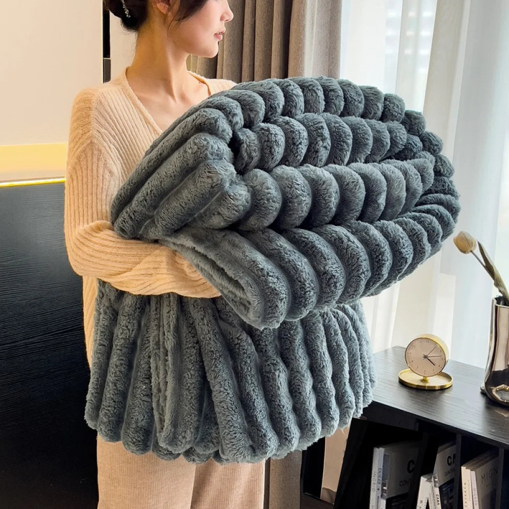 Soft Luxurious Throw Blanket with Decorative Stripes