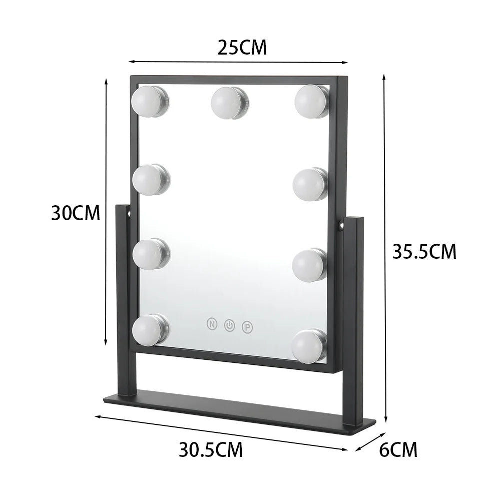 Hollywood Vanity Mirror with 9 LED Bulbs, 3 Colour Lighting Modes