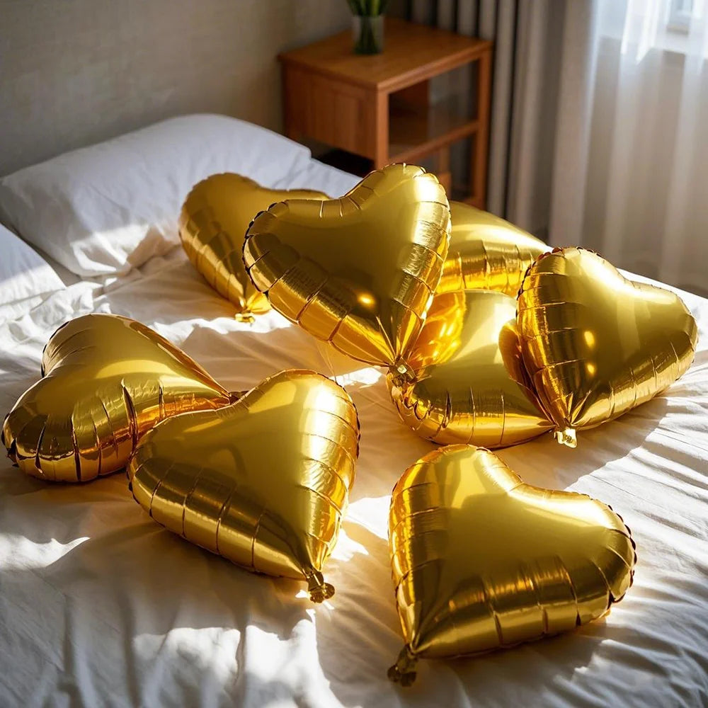 5/10/20pcs Rose Gold Heart Foil Balloons