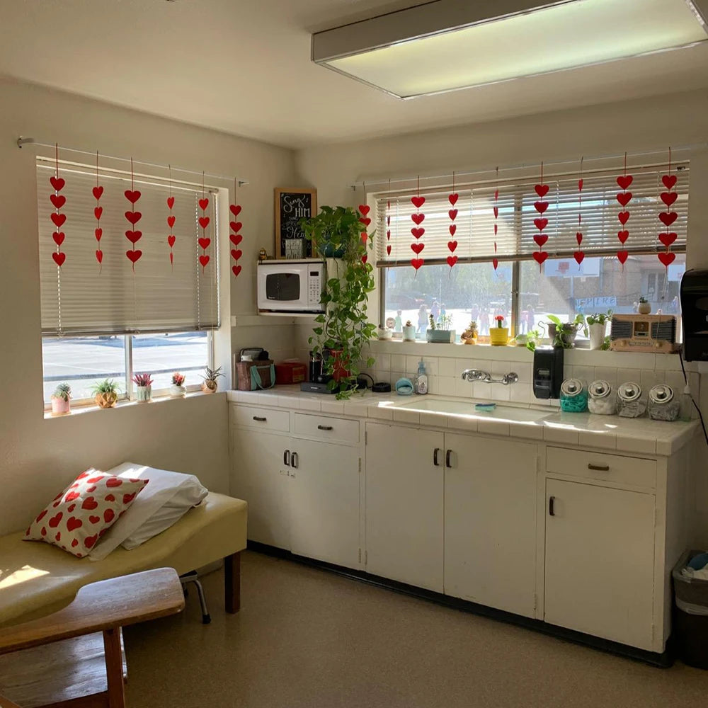 6/12pcs Red Hearts Hanging String Banner Garland