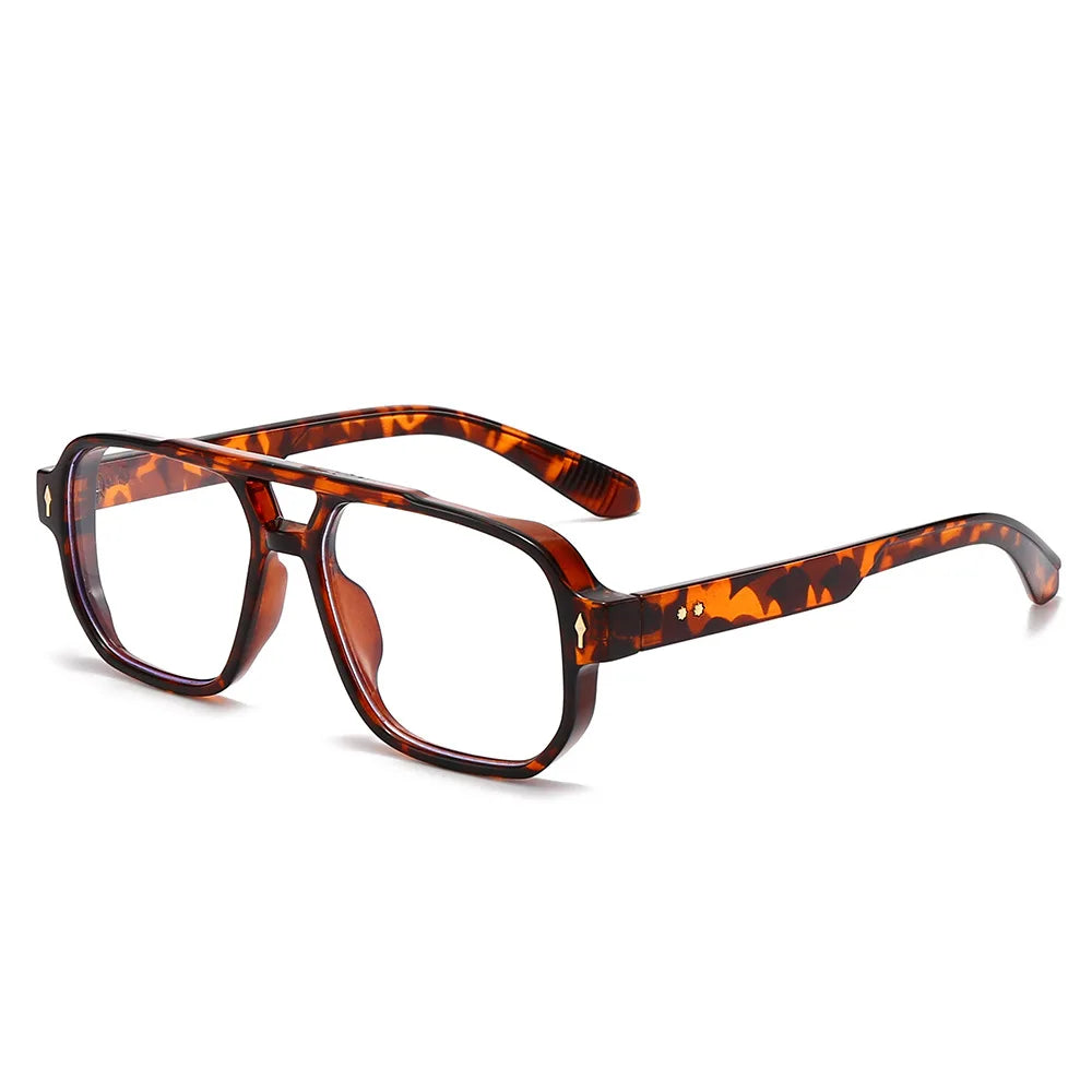 Women's Double Bridge Retro Square Glasses Fashion Eyewear