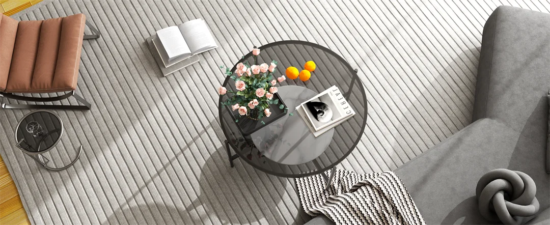 Modern 2-Tier Round Coffee Table in Brown or Black