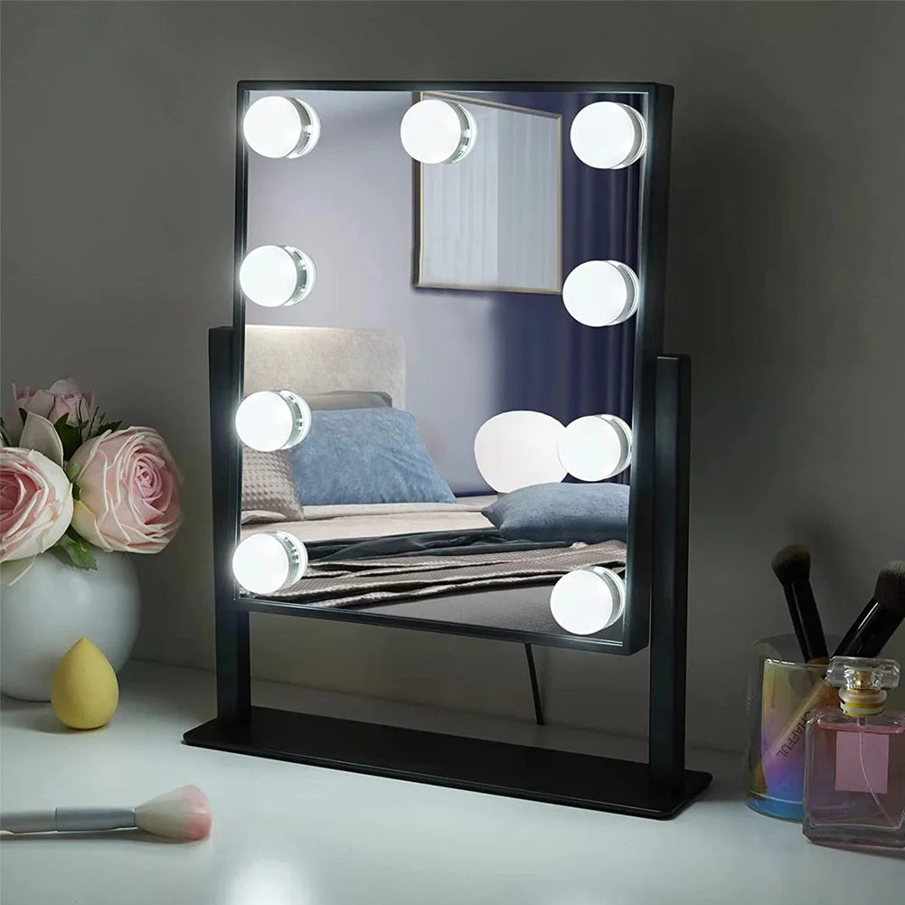 Hollywood Vanity Mirror with 9 LED Bulbs, 3 Colour Lighting Modes