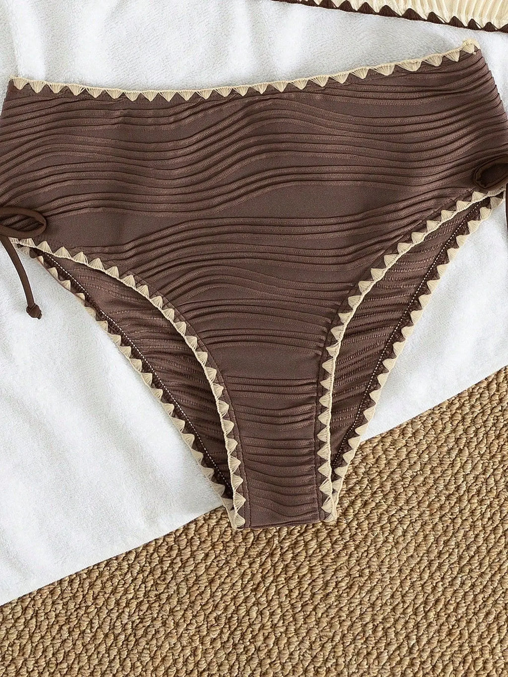 2026 Sexy Khaki Patchwork Two Piece High Waist Bikini Swimwear Set
