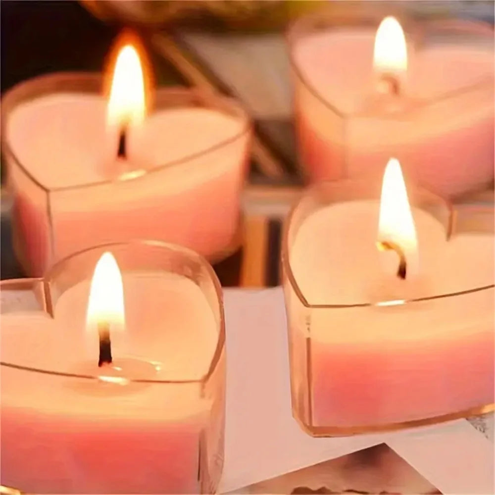 9 pack Heart-Shaped Romantic Scented Tea Candles Set