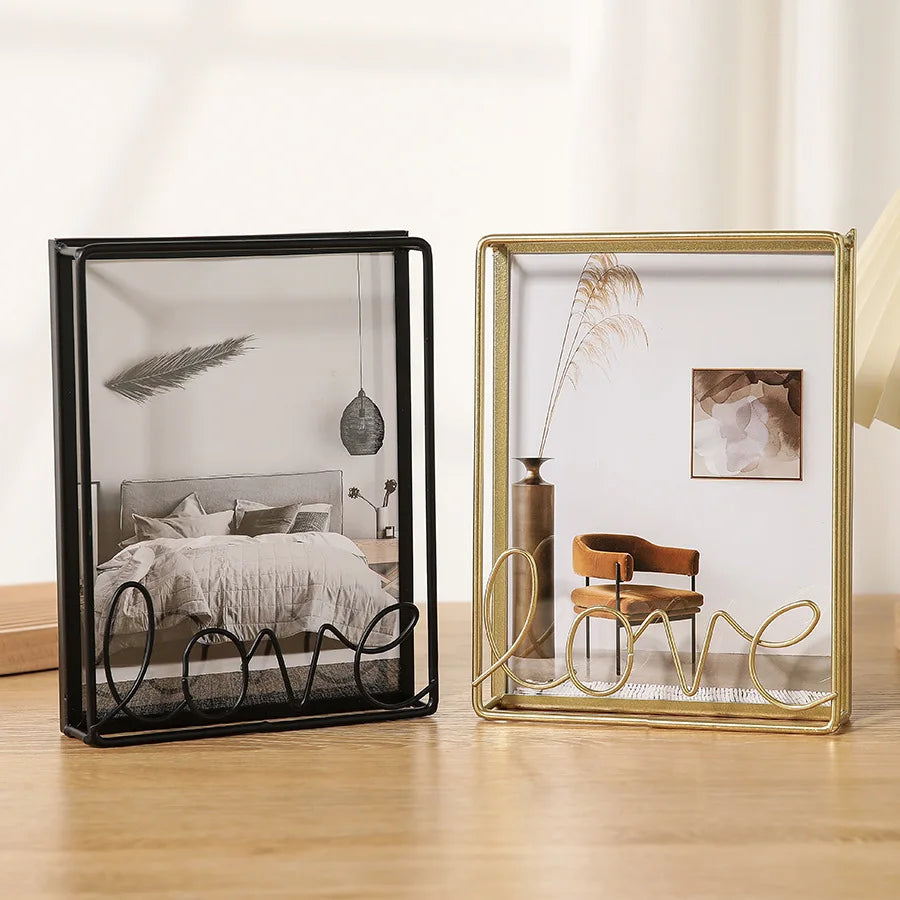 LOVE Metal Photo Frame Rectangular Tabletop 6/7/8 Inch Frame Size