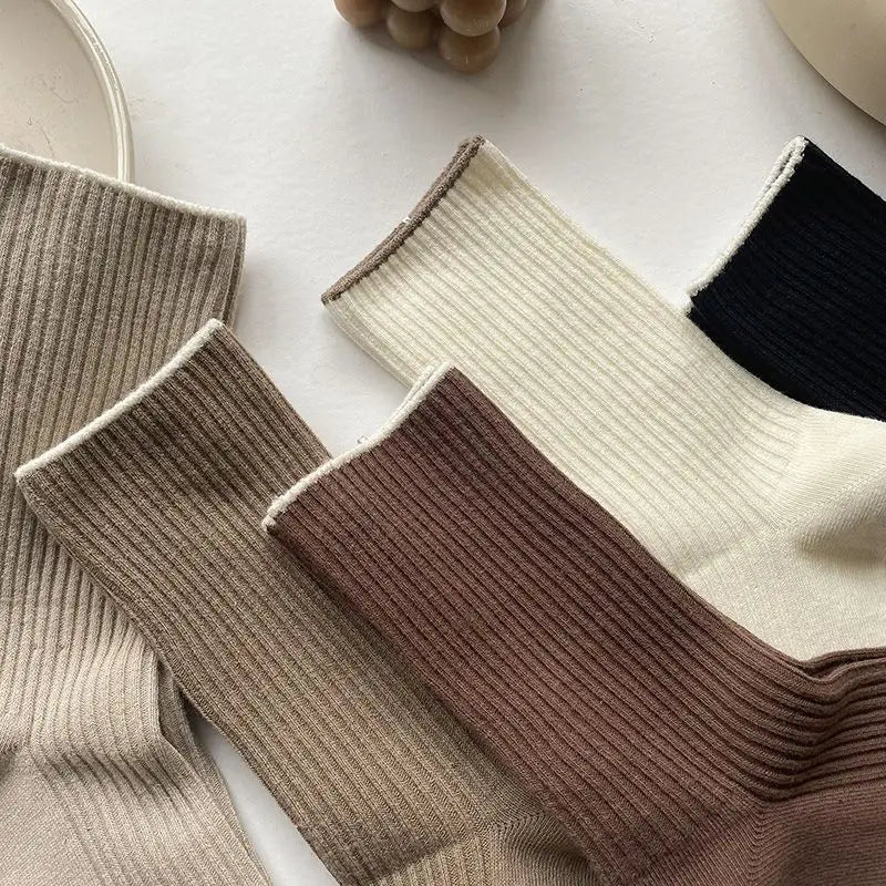 5 Pack Rib Knit Women's Cosy Warm Trendy Socks