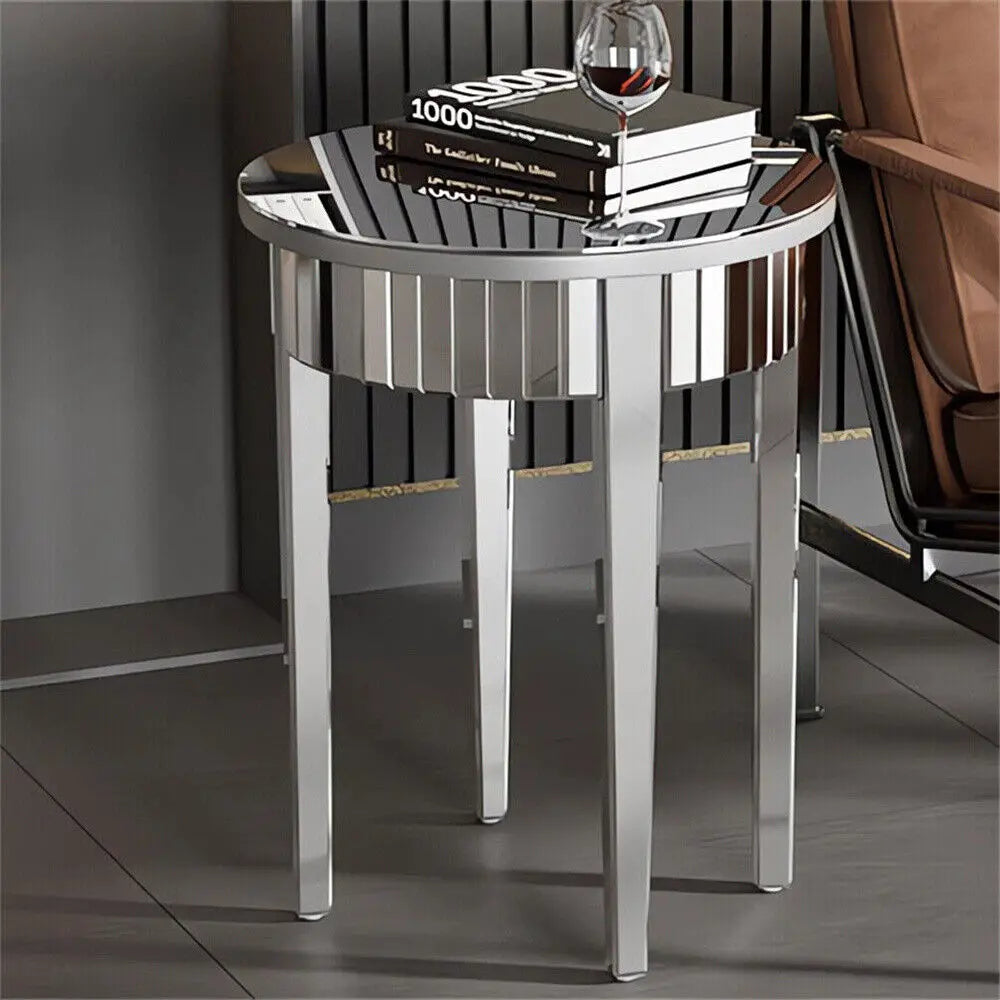 Modern Luxurious Silver Mirrored Side Table