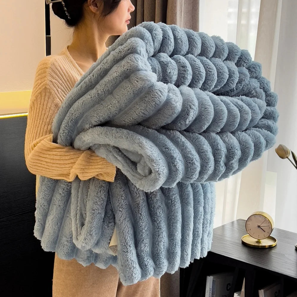 Soft Luxurious Throw Blanket with Decorative Stripes