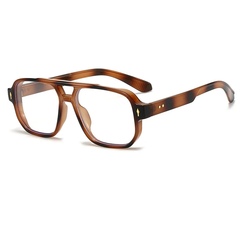 Women's Double Bridge Retro Square Glasses Fashion Eyewear