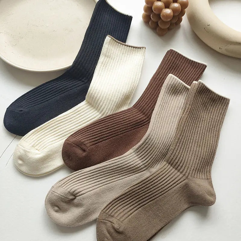 5 Pack Rib Knit Women's Cosy Warm Trendy Socks