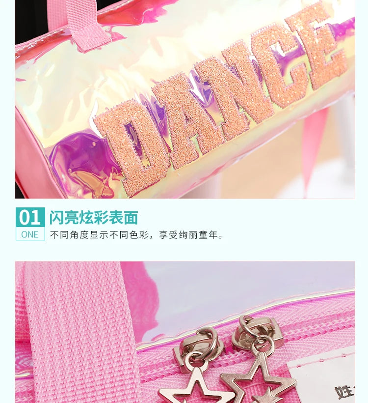 Ballet Bag For Girls Pink laser shiny Gym Bags Rucksack drum bag Rose Ballet Dance Bag Women Ballet Sports Dance Backpacks