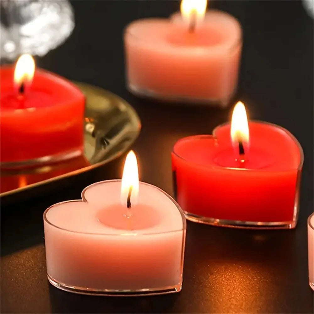 9 pack Heart-Shaped Romantic Scented Tea Candles Set