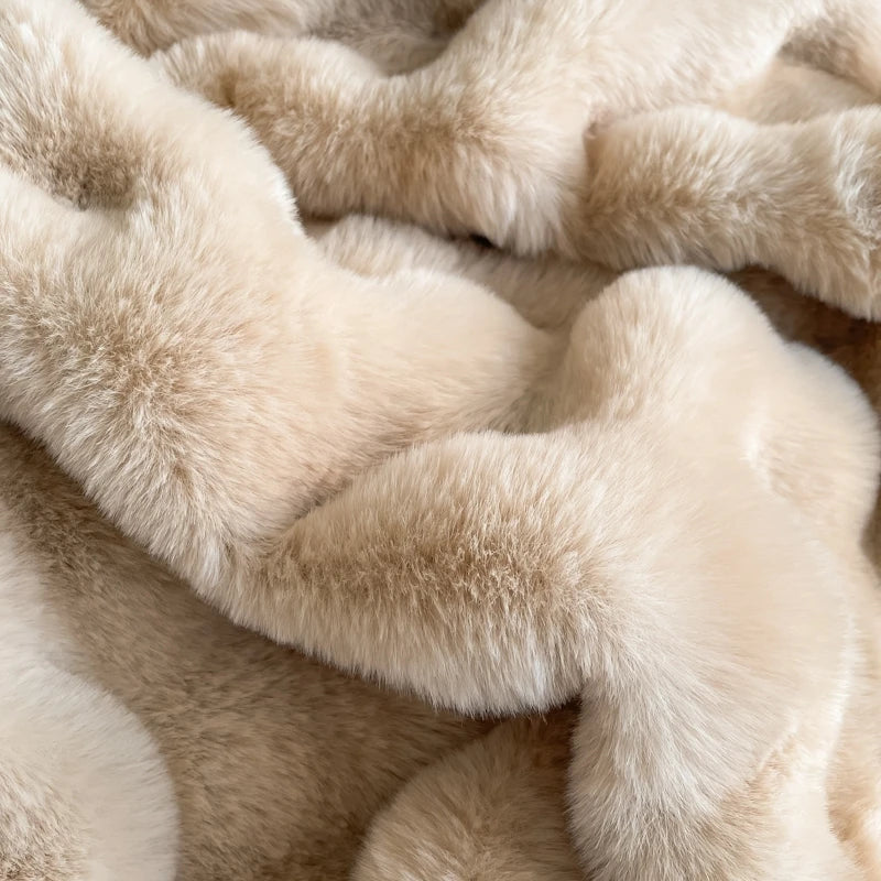Faux Fur Plush Blanket for Winter Warmth & Style