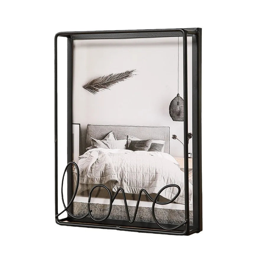 LOVE Metal Photo Frame Rectangular Tabletop 6/7/8 Inch Frame Size