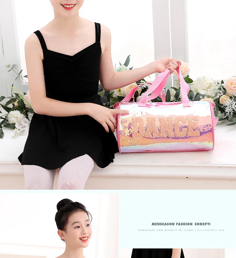 Ballet Bag For Girls Pink laser shiny Gym Bags Rucksack drum bag Rose Ballet Dance Bag Women Ballet Sports Dance Backpacks