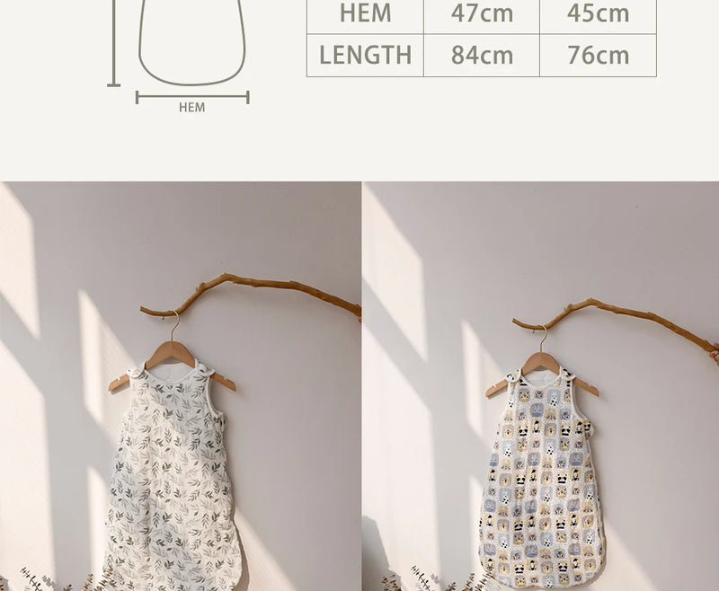 Newborn Baby Sleeping Bag Bamboo Cotton Warm Wearable Winter Print Vest Sleeveless Sleeping Sack