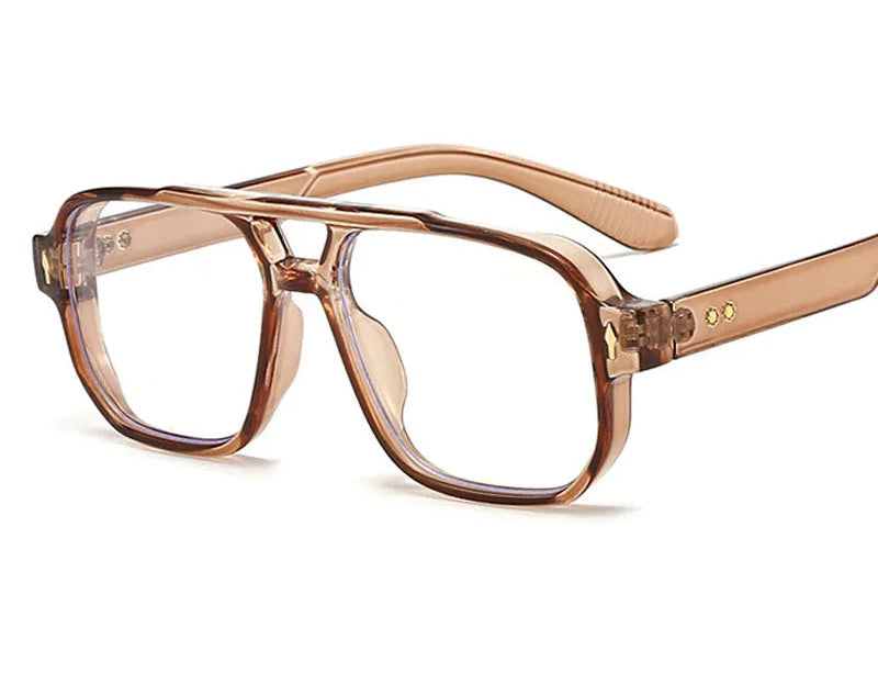 Women's Double Bridge Retro Square Glasses Fashion Eyewear