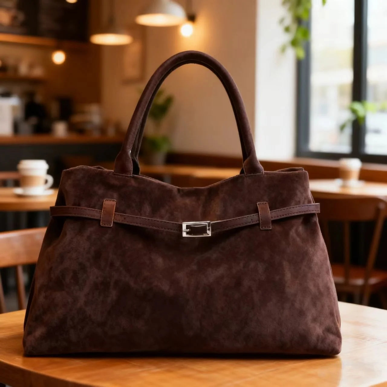 Women's Elegant Brown Large Capacity Vintage Tote Shopper Bag