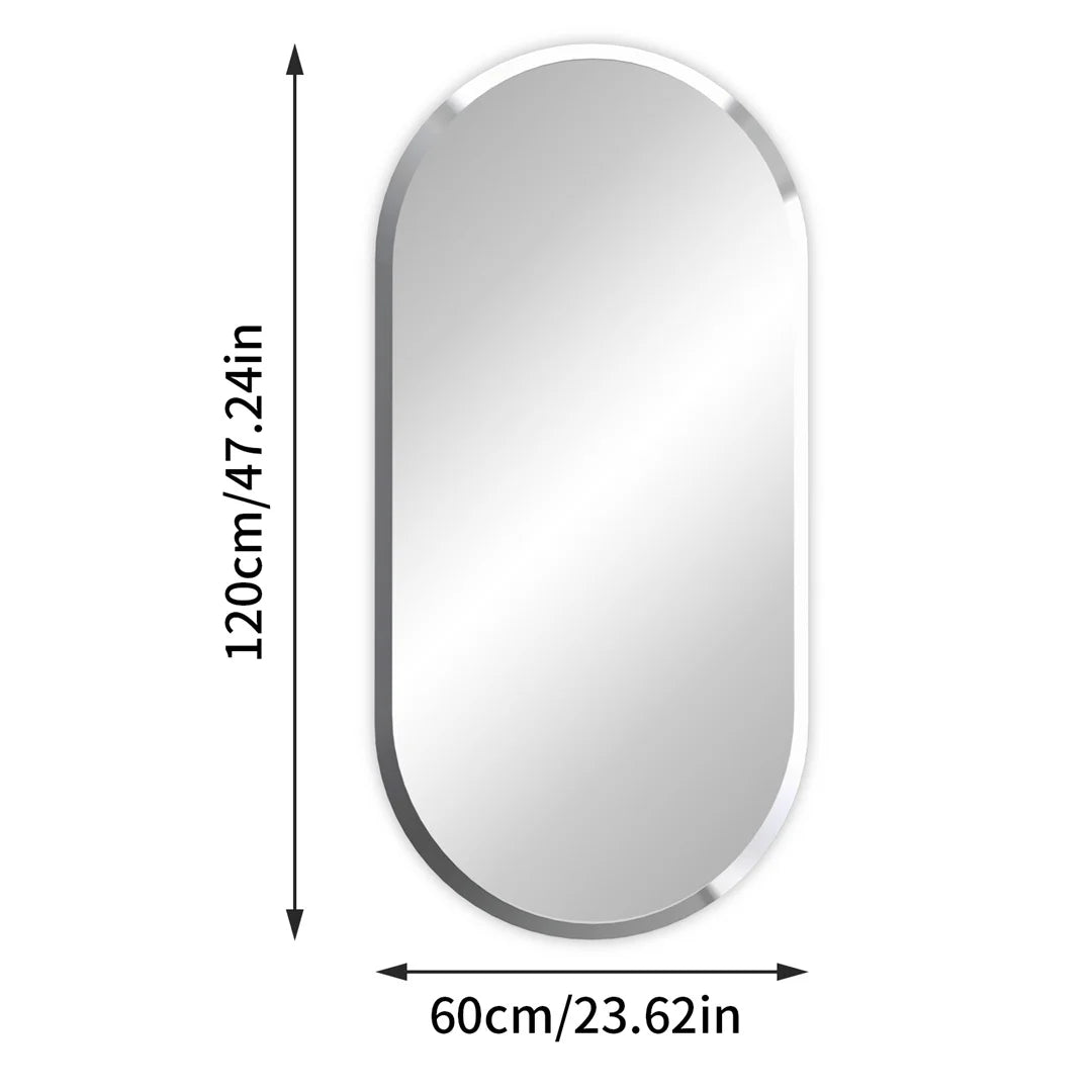 Elegant Frameless Long Oval Bathroom Vanity Mirror