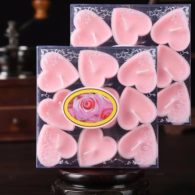 9 pack Heart-Shaped Romantic Scented Tea Candles Set