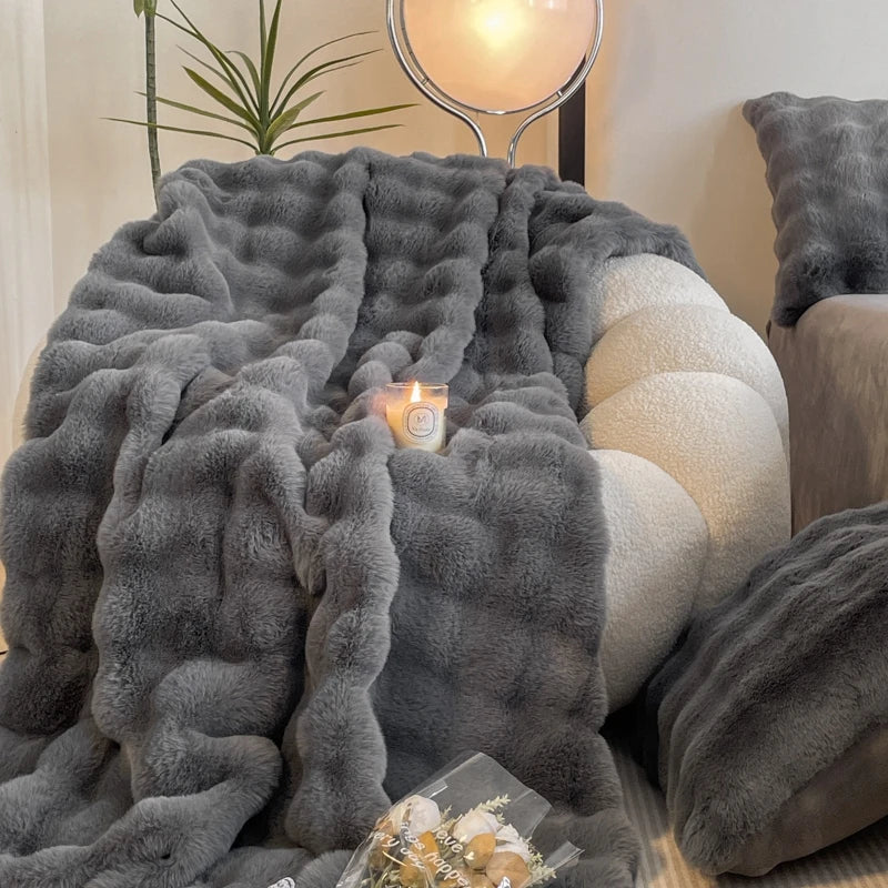 Faux Fur Plush Blanket for Winter Warmth & Style