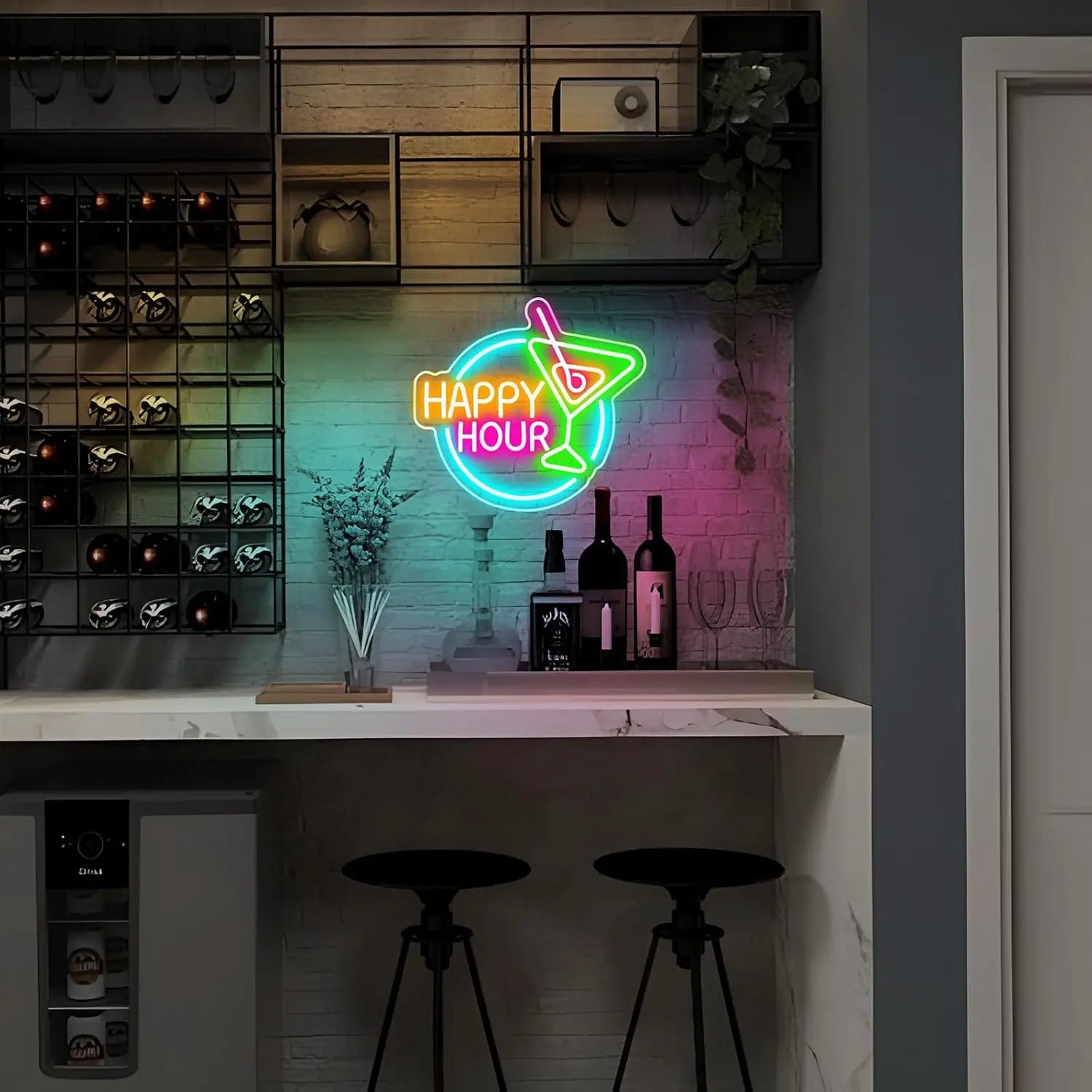 Happy Hour Dimmable LED Neon Novelty Sign, 5V USB Power Supply