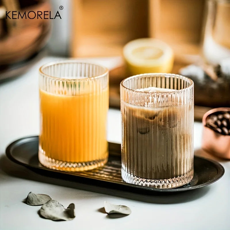Modern Stylish Ribbed Glass Tumblers