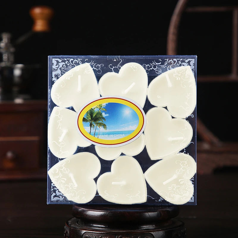 9 pack Heart-Shaped Romantic Scented Tea Candles Set