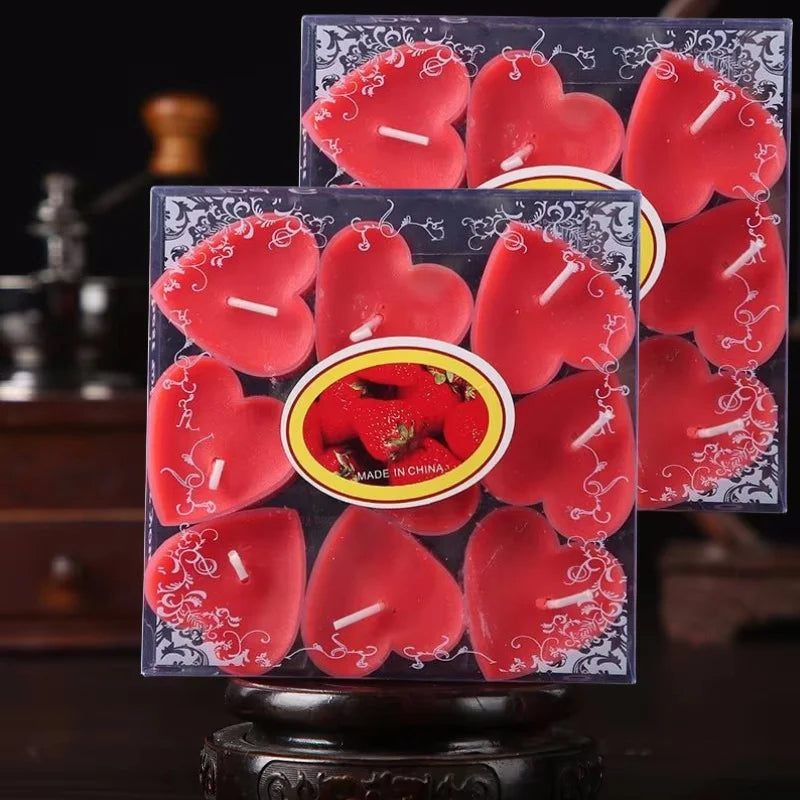 9 pack Heart-Shaped Romantic Scented Tea Candles Set