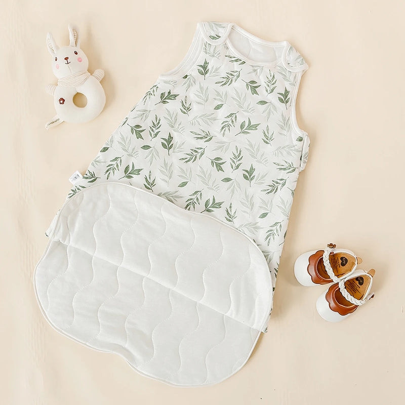 Newborn Baby Sleeping Bag Bamboo Cotton Warm Wearable Winter Print Vest Sleeveless Sleeping Sack