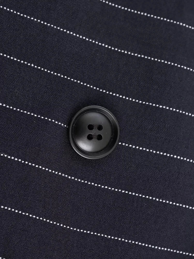 Navy Blue Pinstripe Single Breast Classic Women's Blazer