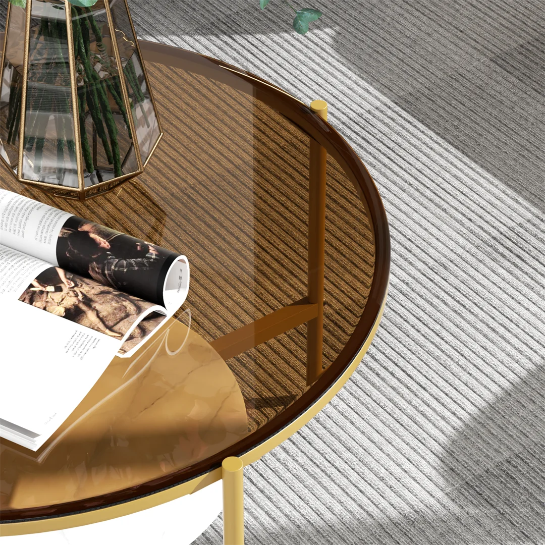 Modern 2-Tier Round Coffee Table in Brown or Black