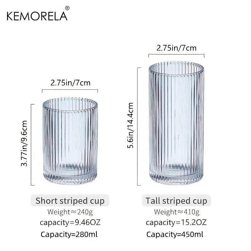 Modern Stylish Ribbed Glass Tumblers