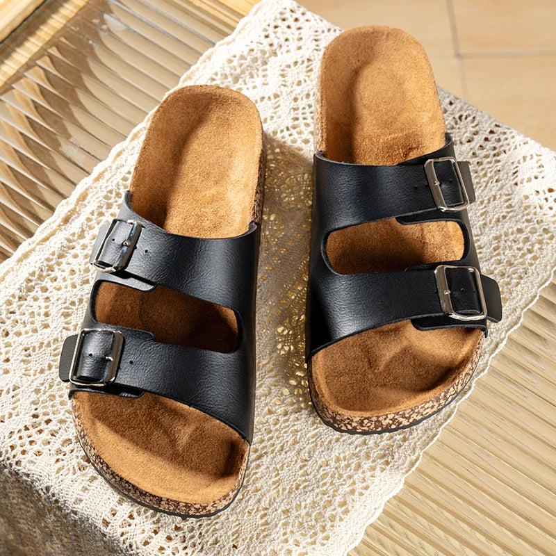 Trending Cork Women's Buckle Sandals Non-Slip