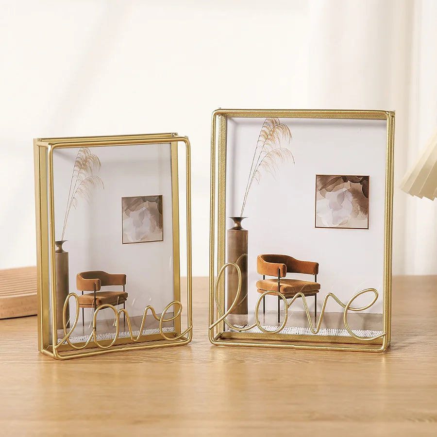 LOVE Metal Photo Frame Rectangular Tabletop 6/7/8 Inch Frame Size
