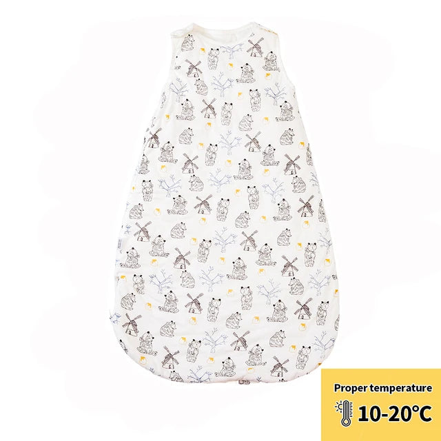 Newborn Baby Sleeping Bag Bamboo Cotton Warm Wearable Winter Print Vest Sleeveless Sleeping Sack