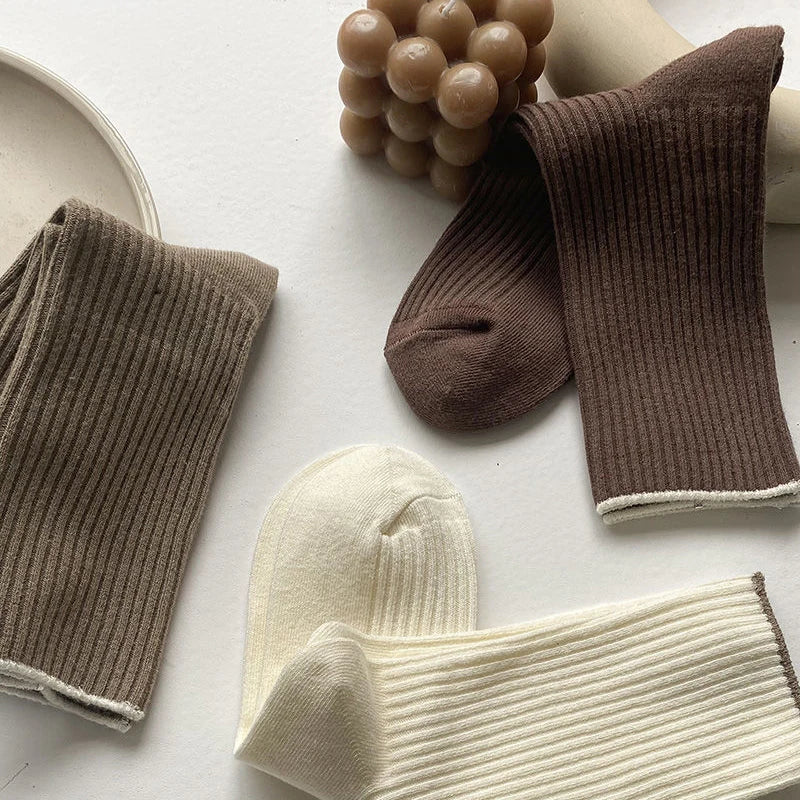 5 Pack Rib Knit Women's Cosy Warm Trendy Socks