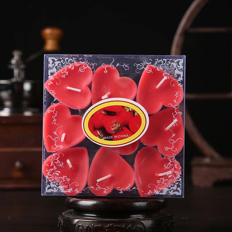 9 pack Heart-Shaped Romantic Scented Tea Candles Set