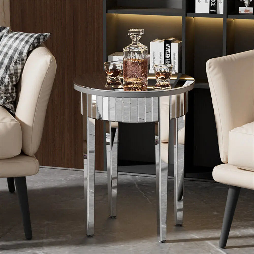 Modern Luxurious Silver Mirrored Side Table