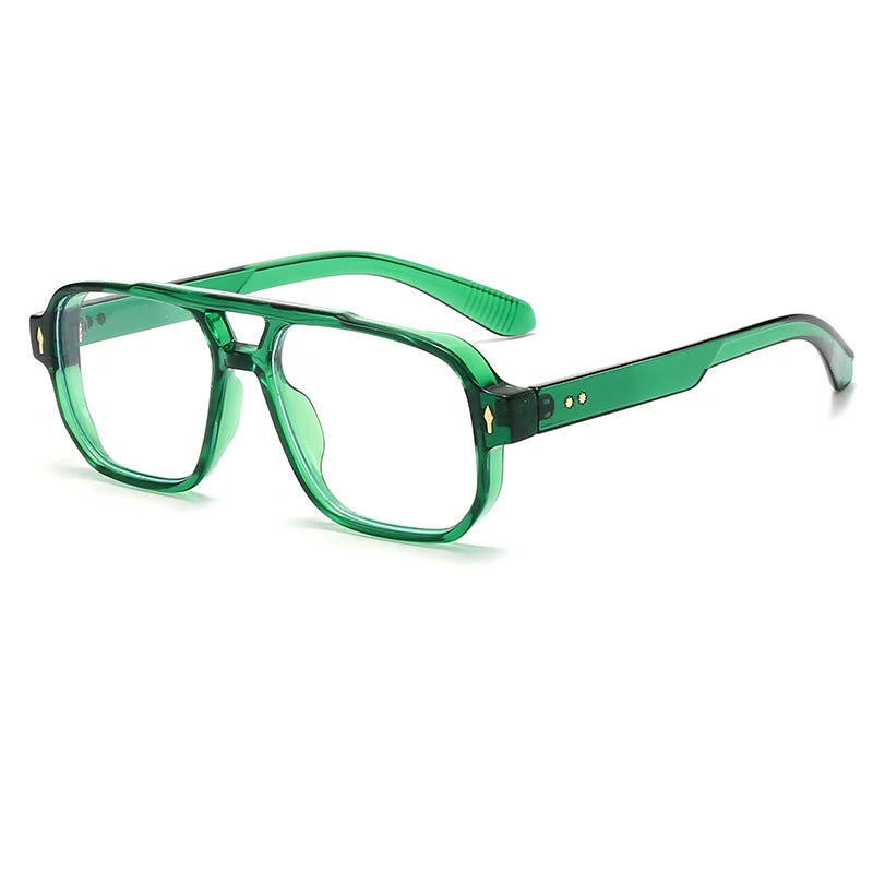 Women's Double Bridge Retro Square Glasses Fashion Eyewear