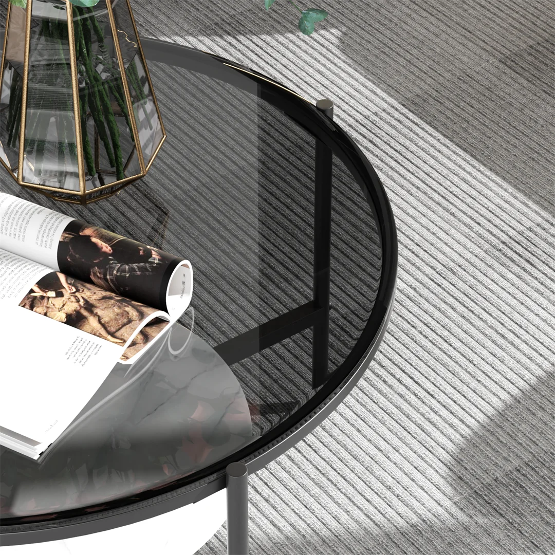 Modern 2-Tier Round Coffee Table in Brown or Black